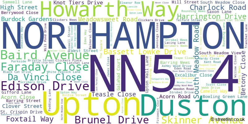 A word cloud for the NN5 4 postcode
